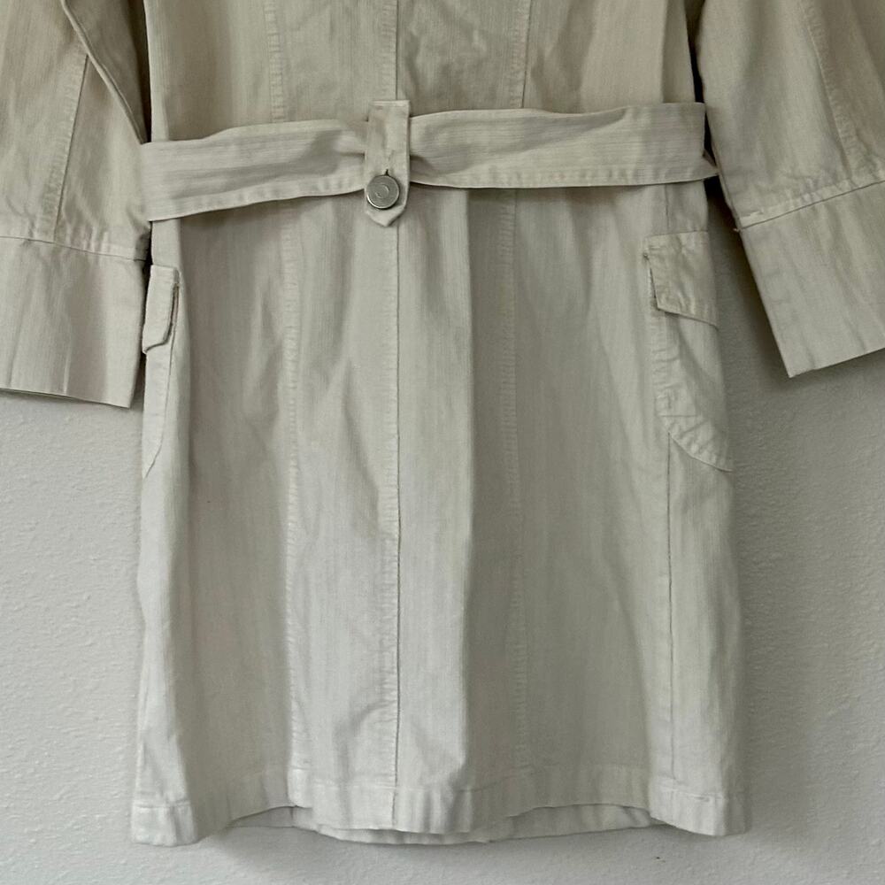 Vintage Renounce Beige Belted cavas Trench Coat Jacket Y2K Minimalist indie S - Picture 7 of 11